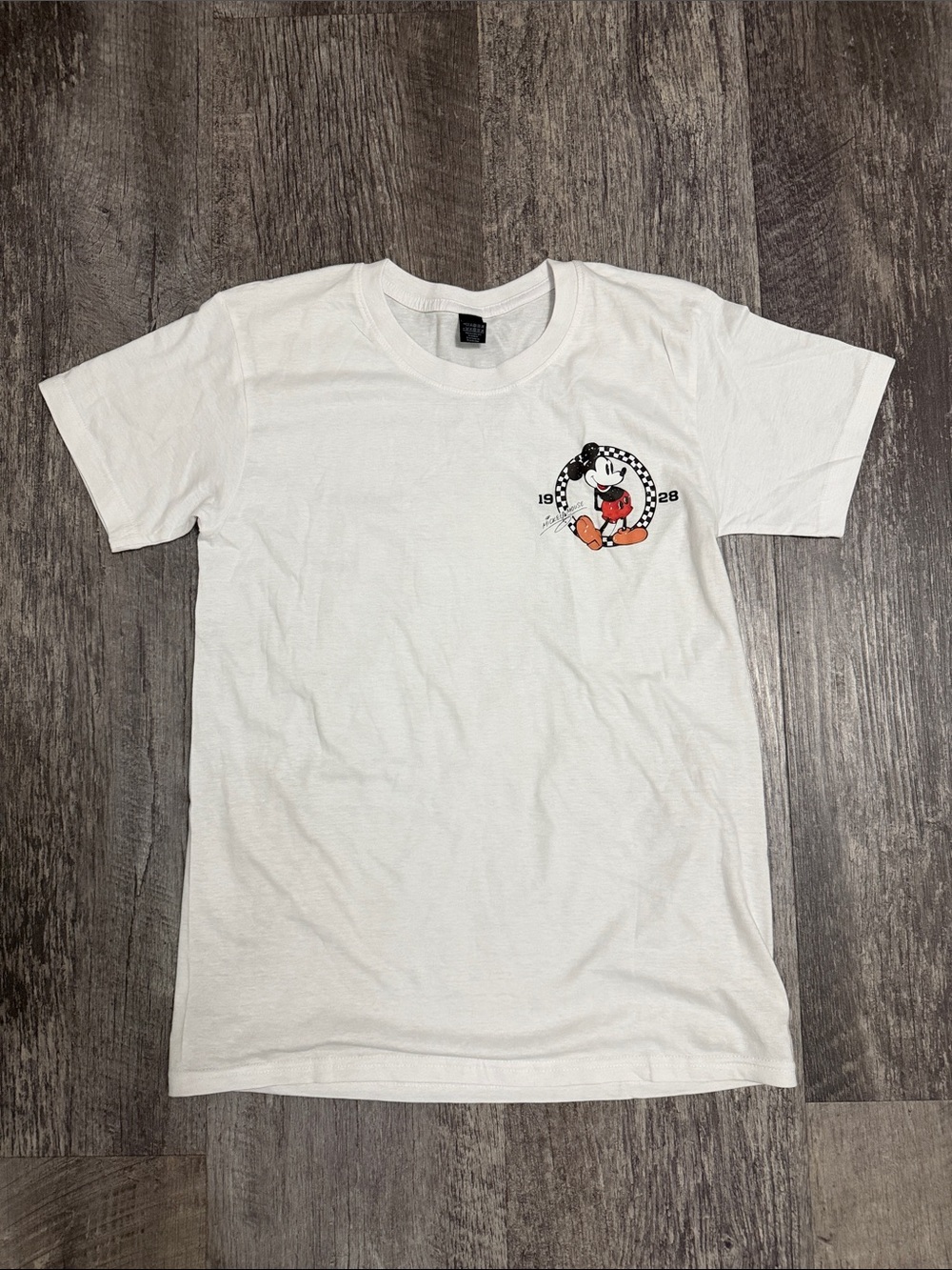 Disney White Short Sleeve Tee with Vintage Character Chest Print